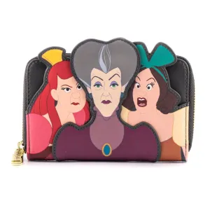 Disney Villains Scene Evil Stepmother and Step Sister Zip Around Wallet