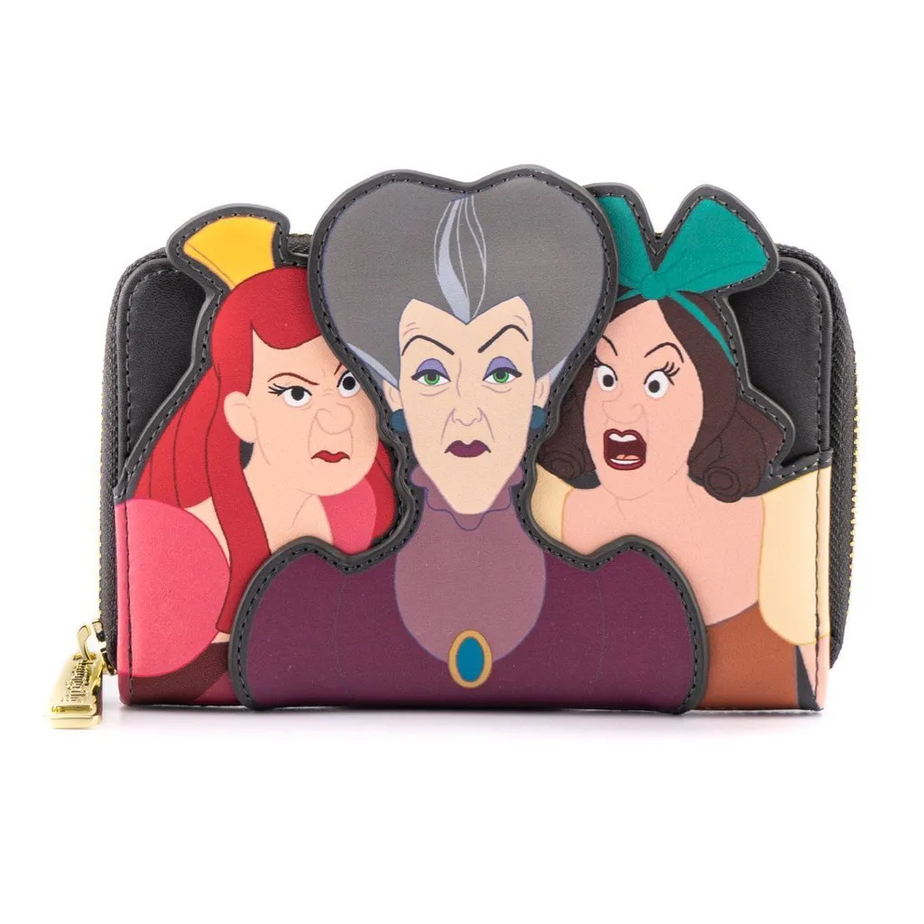 Disney Villains Scene Evil Stepmother and Step Sister Zip Around Wallet