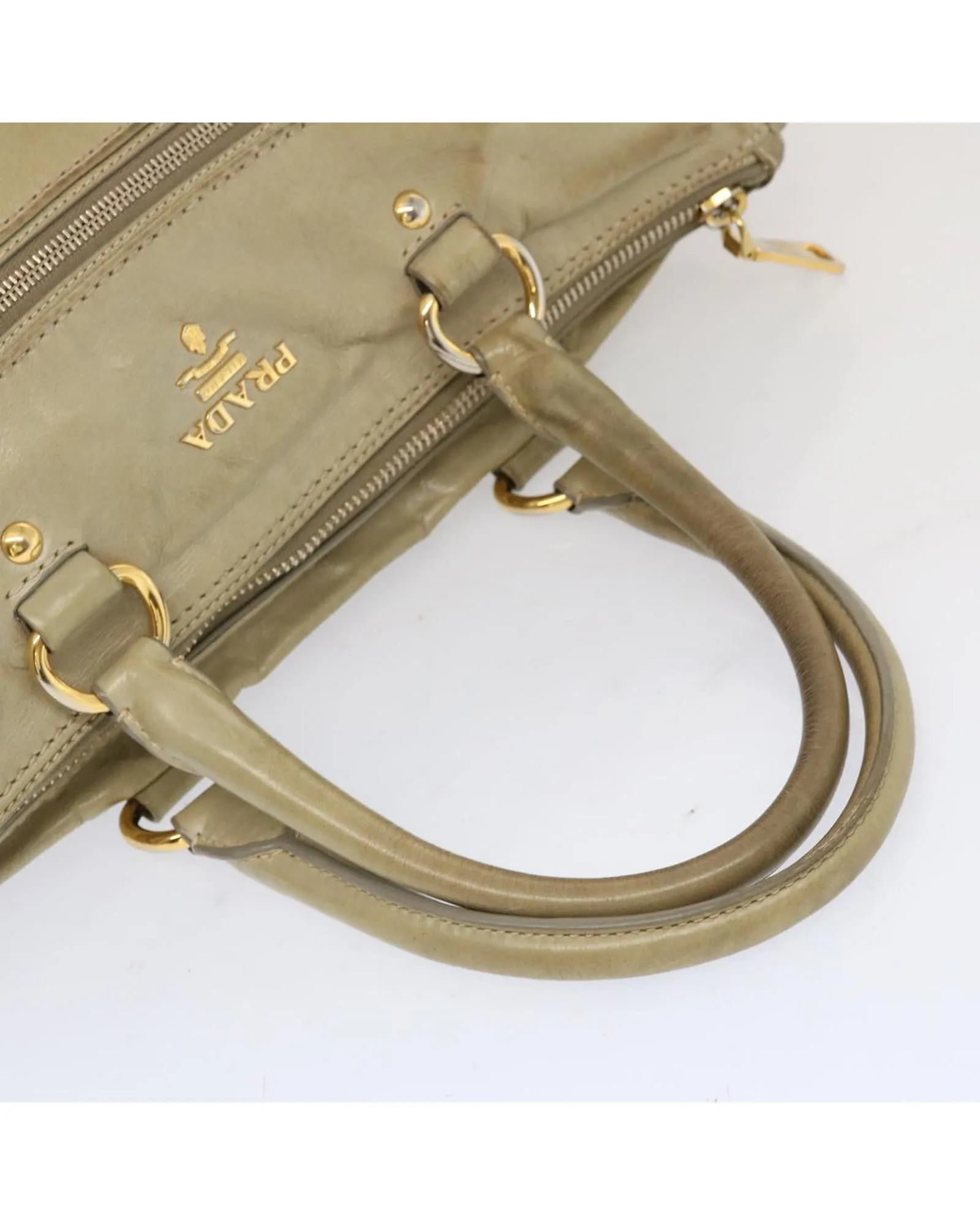 Gray Leather Hand Bag by Prada