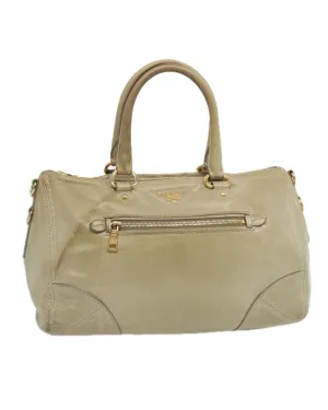 Gray Leather Hand Bag by Prada