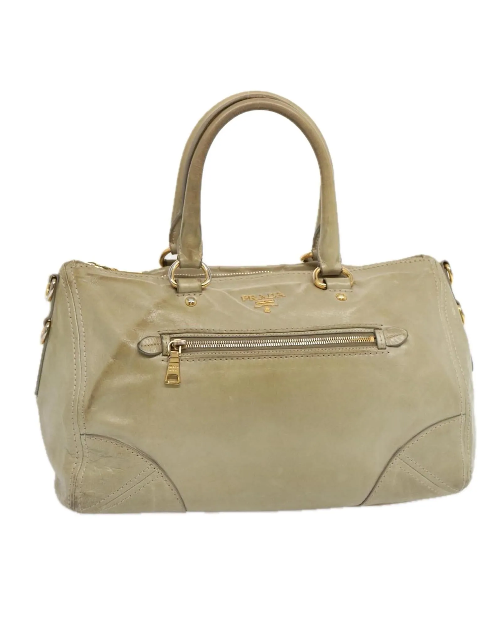 Gray Leather Hand Bag by Prada
