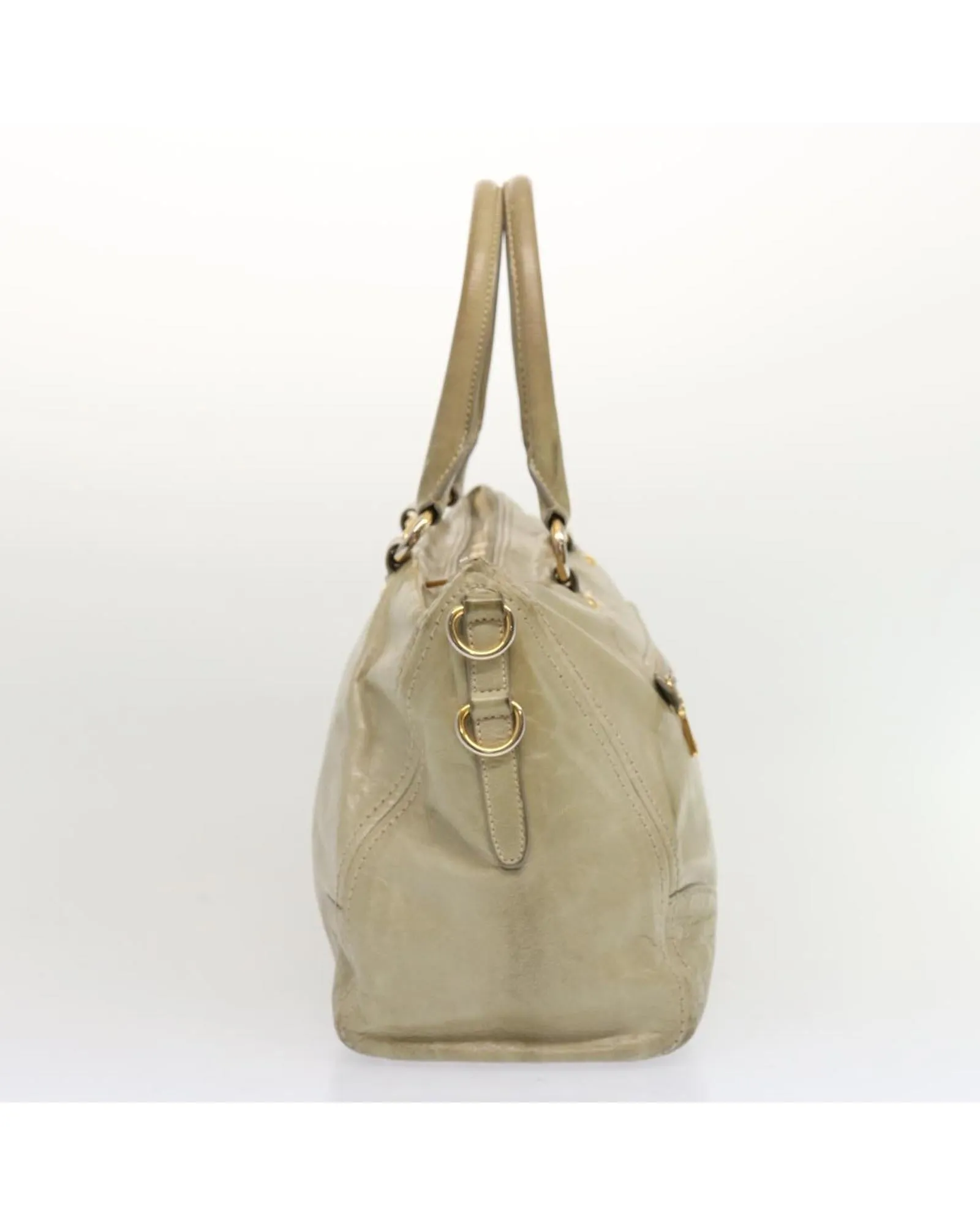 Gray Leather Hand Bag by Prada