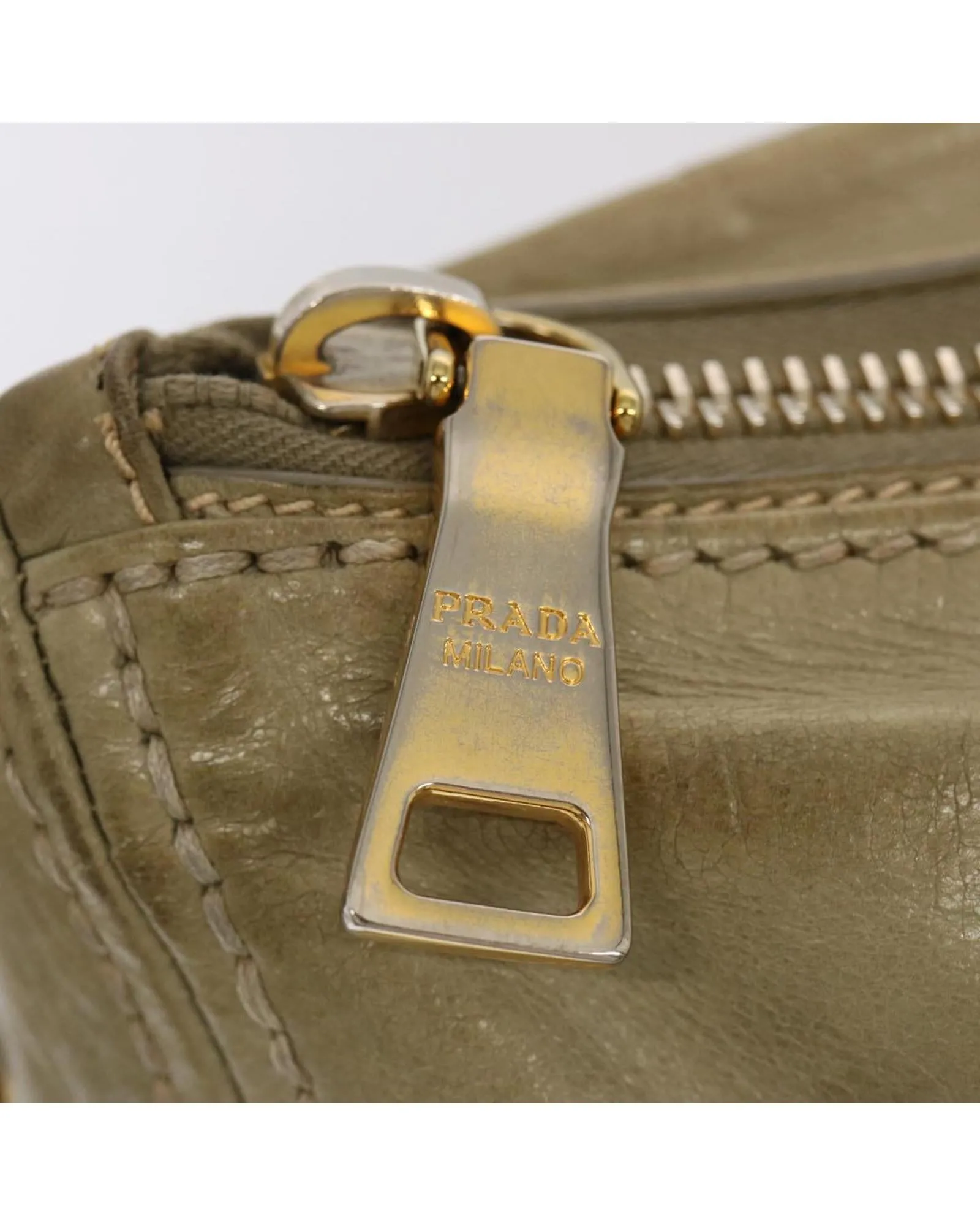 Gray Leather Hand Bag by Prada