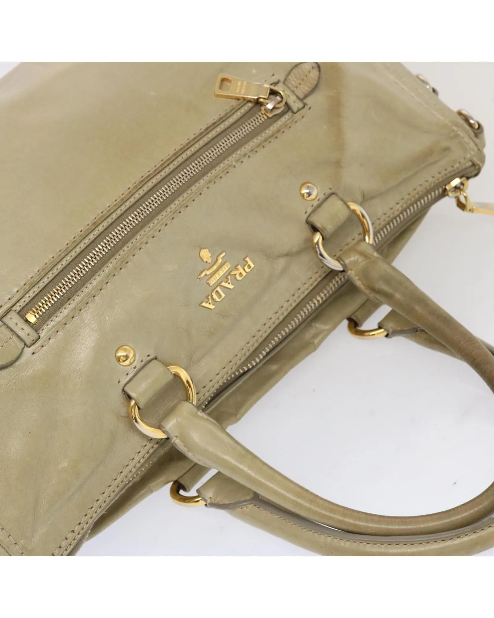 Gray Leather Hand Bag by Prada
