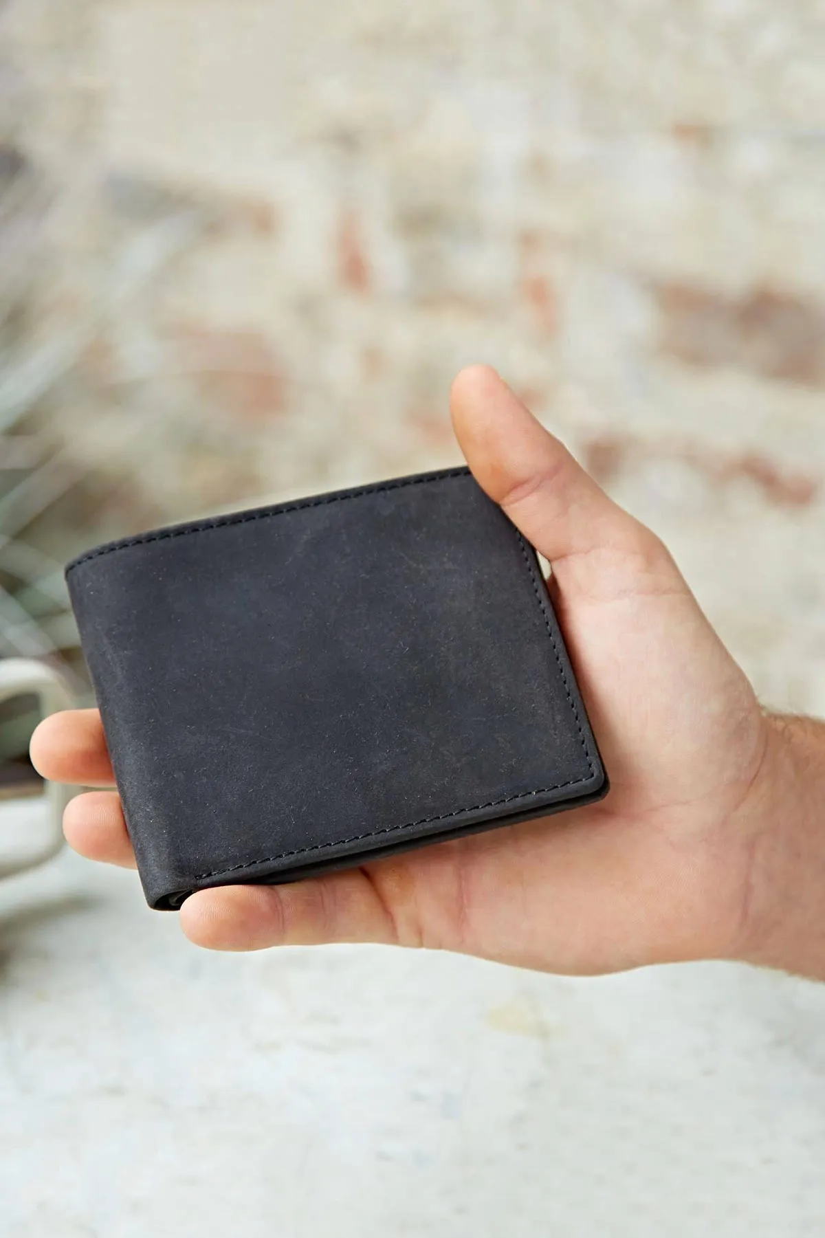 Handmade Buffalo Leather Wallet In Black