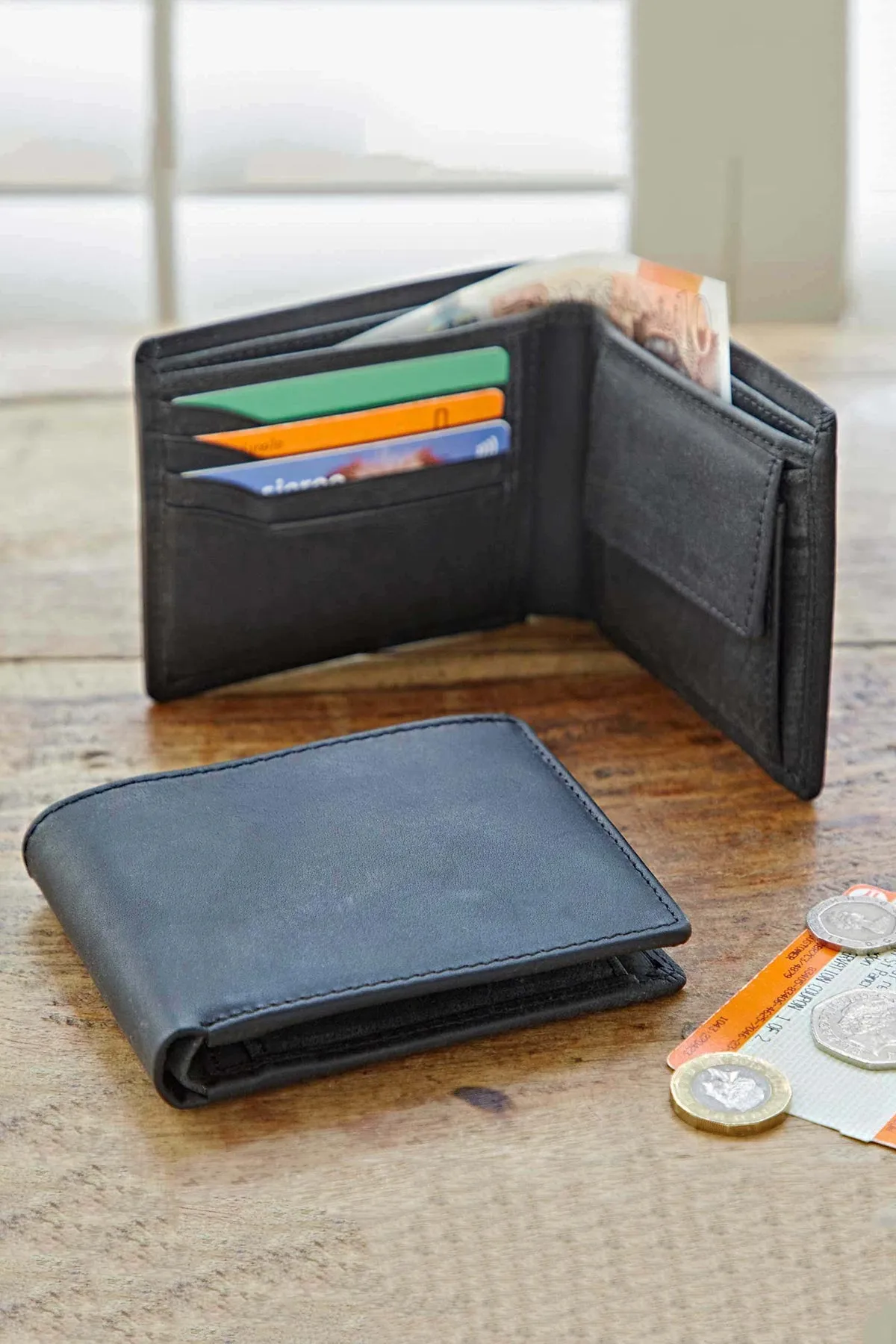 Handmade Buffalo Leather Wallet In Black