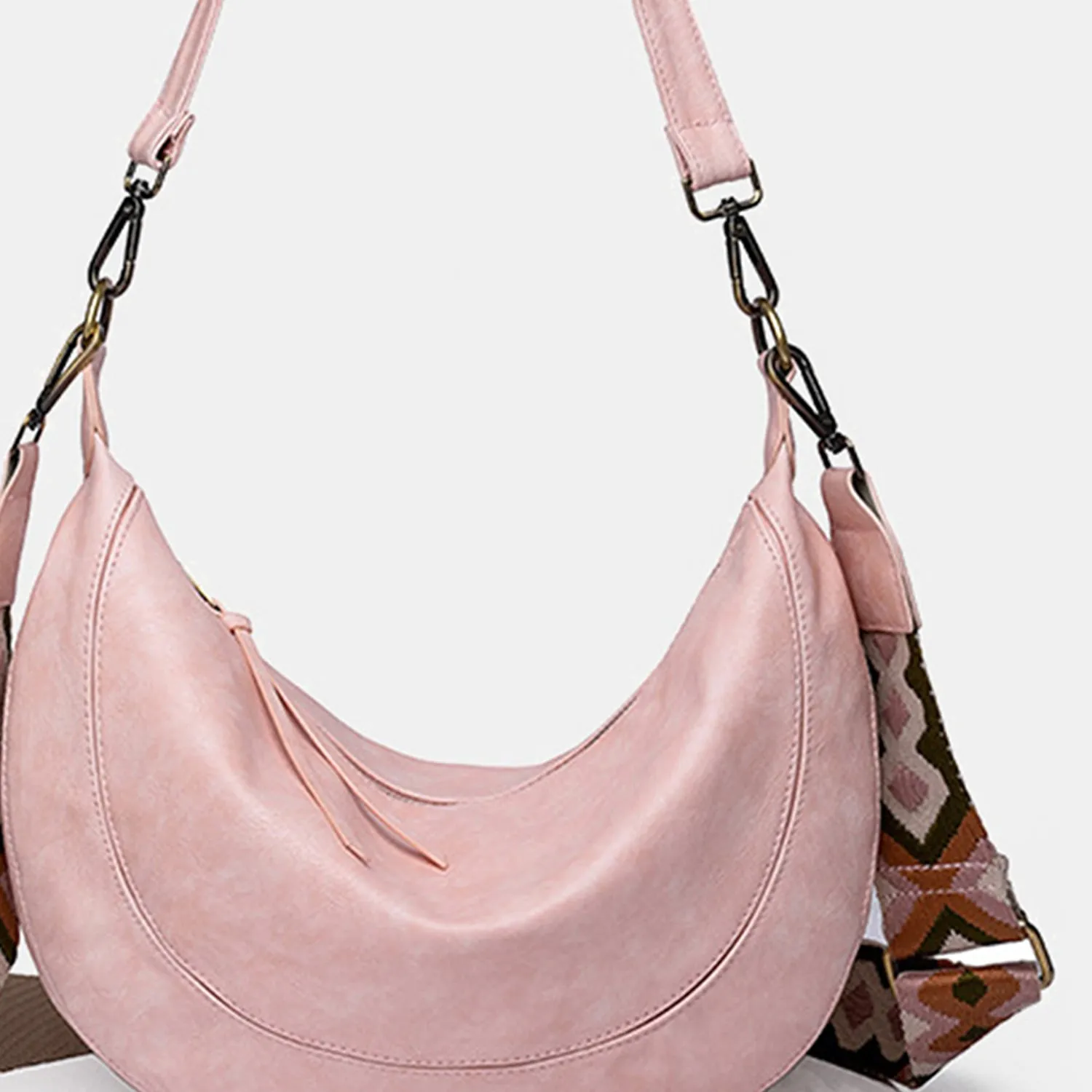 Hobo Bag Women's Fashion Boho Slouchy PU Leather Crossbody Bag with short and long handle