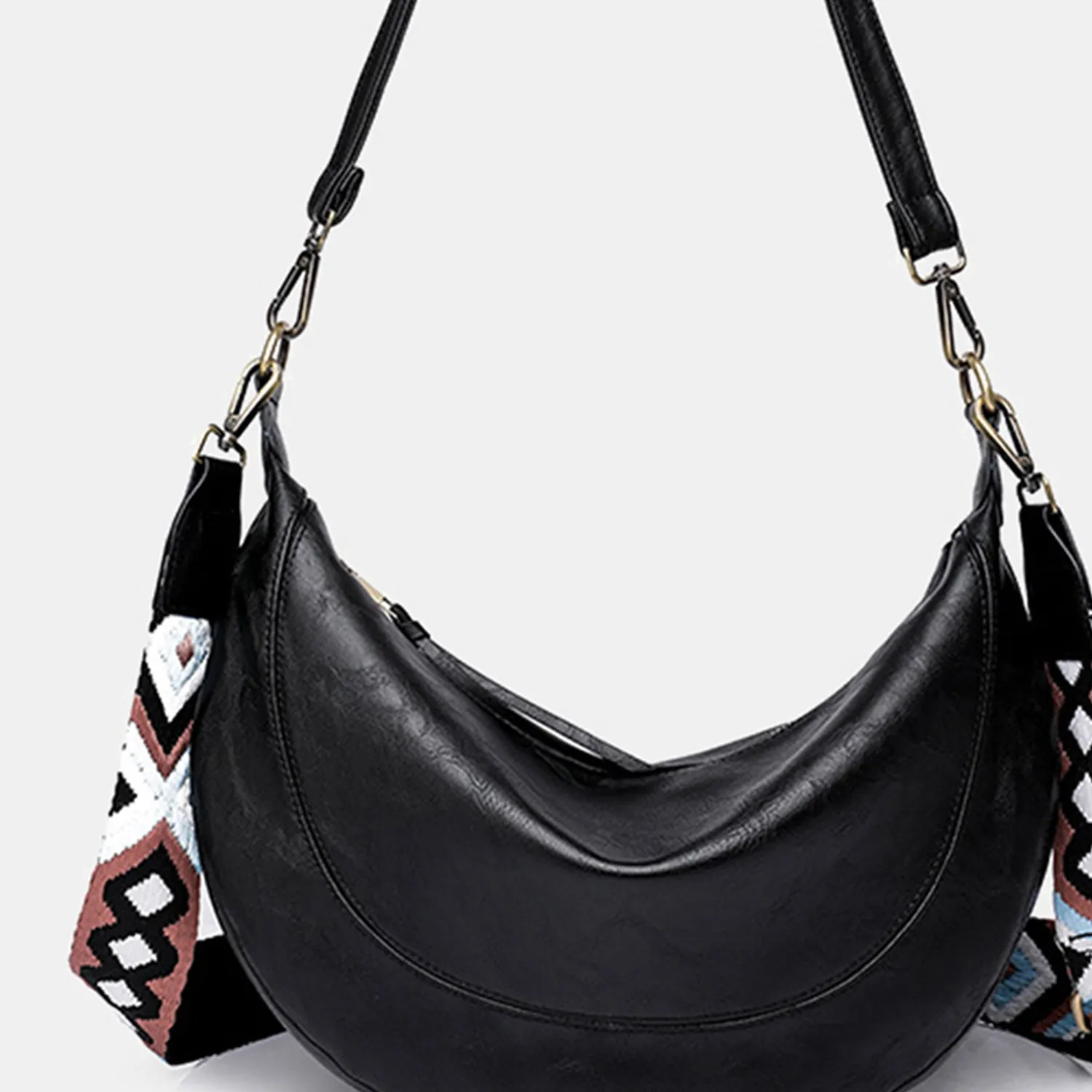 Hobo Bag Women's Fashion Boho Slouchy PU Leather Crossbody Bag with short and long handle