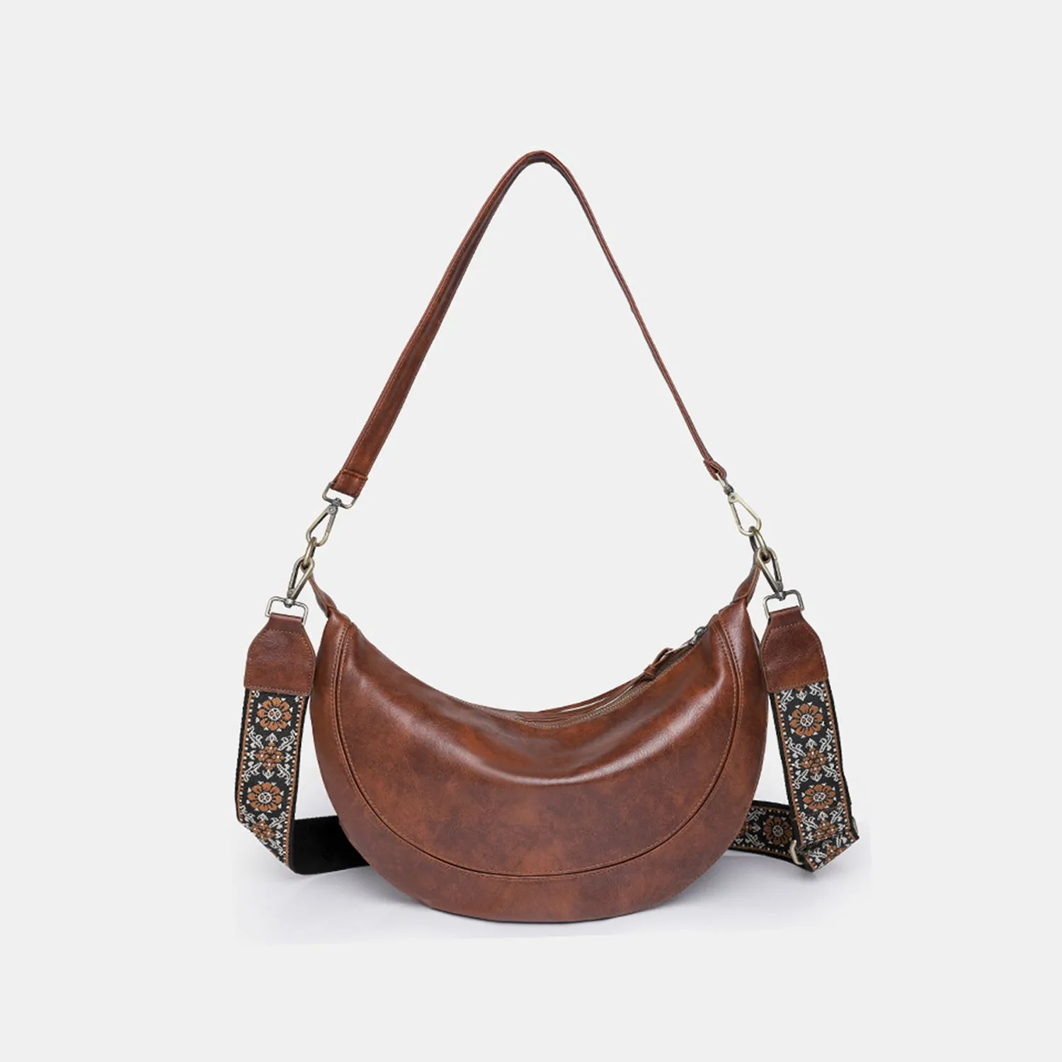 Hobo Bag Women's Fashion Boho Slouchy PU Leather Crossbody Bag with short and long handle
