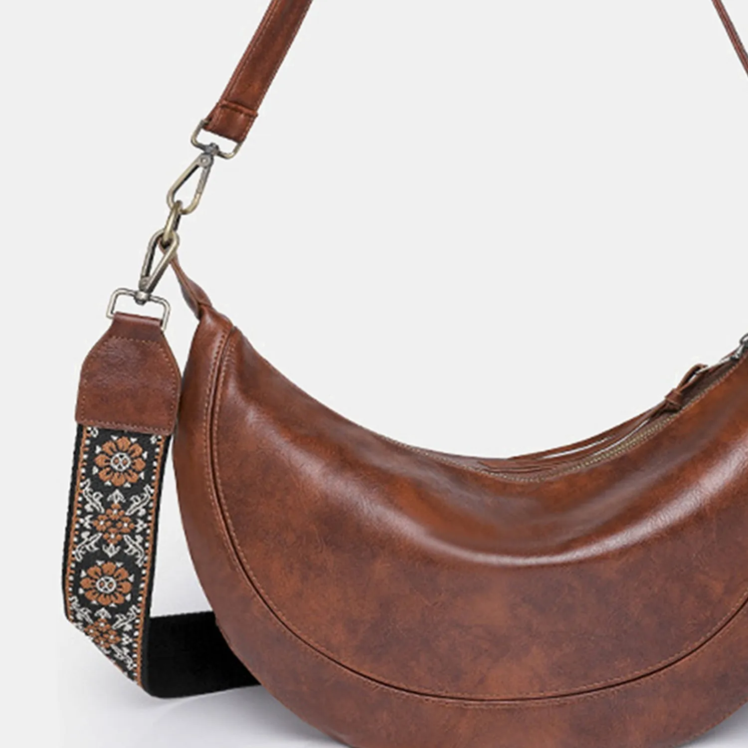 Hobo Bag Women's Fashion Boho Slouchy PU Leather Crossbody Bag with short and long handle