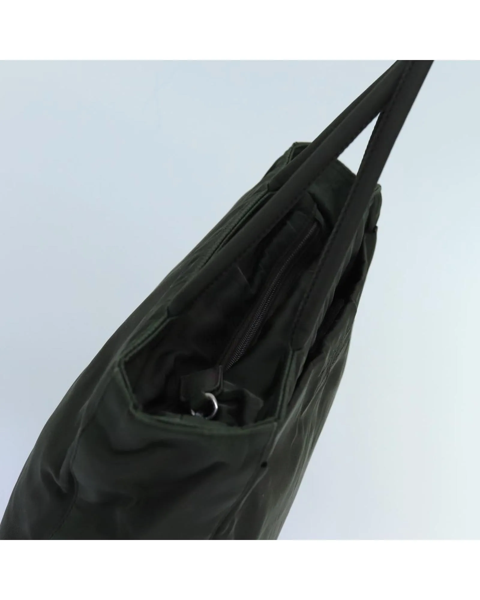 Khaki Nylon Hand Bag with Guarantee Card - Made in Italy