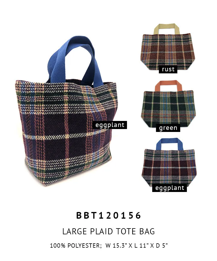 Large Plaid Tote Bag