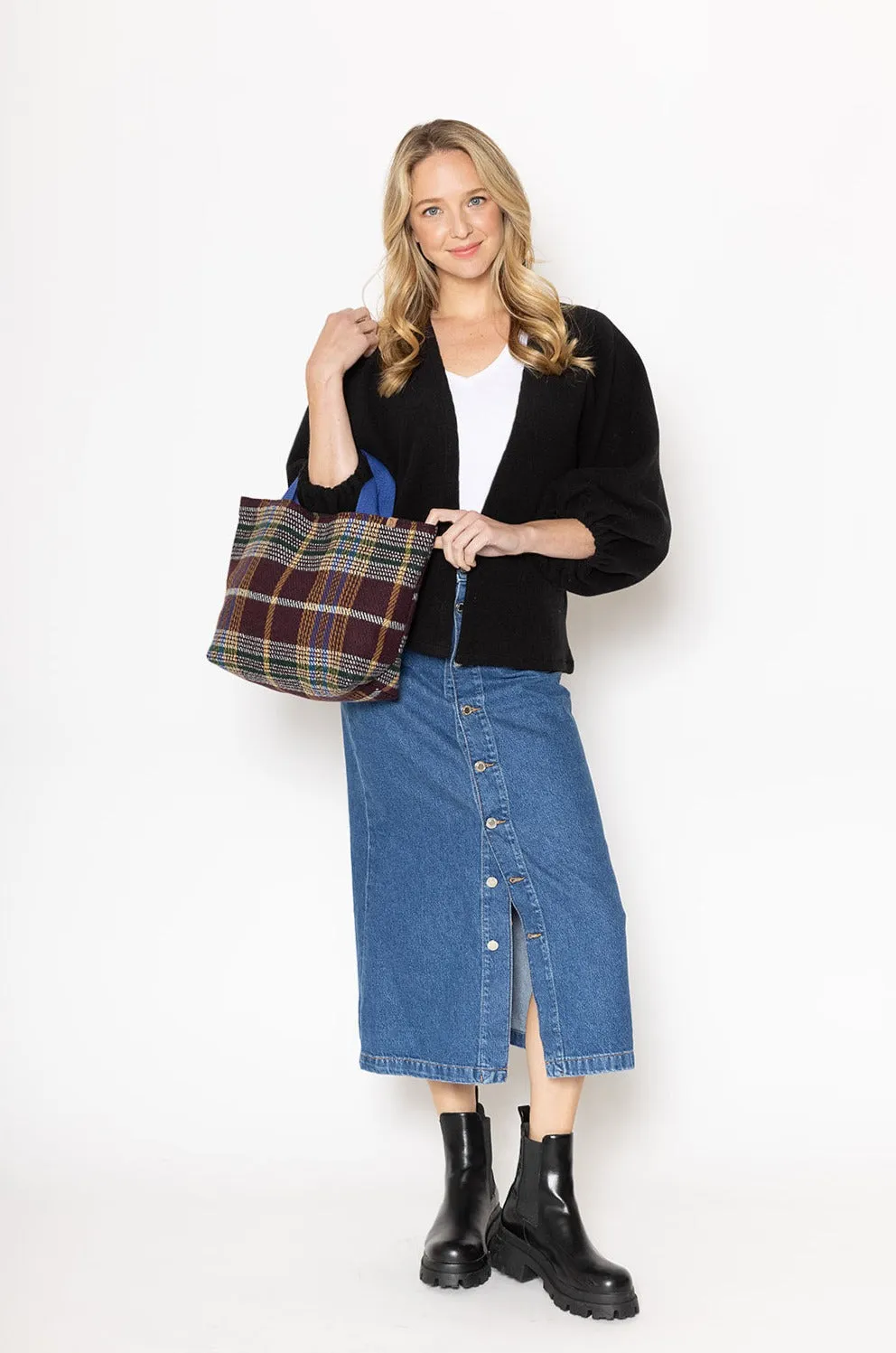 Large Plaid Tote Bag