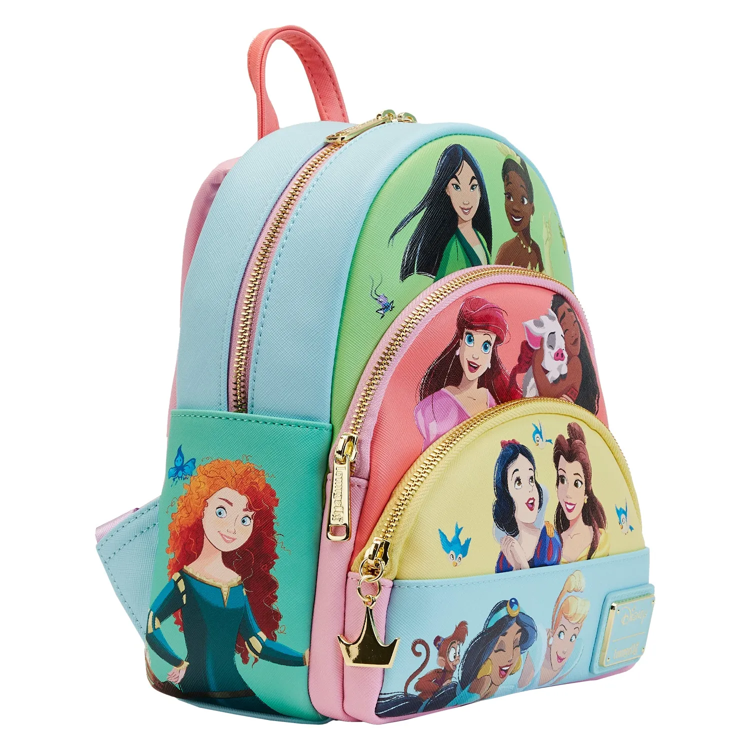 LF Disney Princess Collage Triple Pocket Mini Backpack