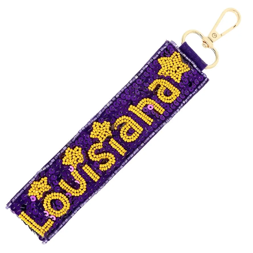 LSU Louisiana Sequin Keychain