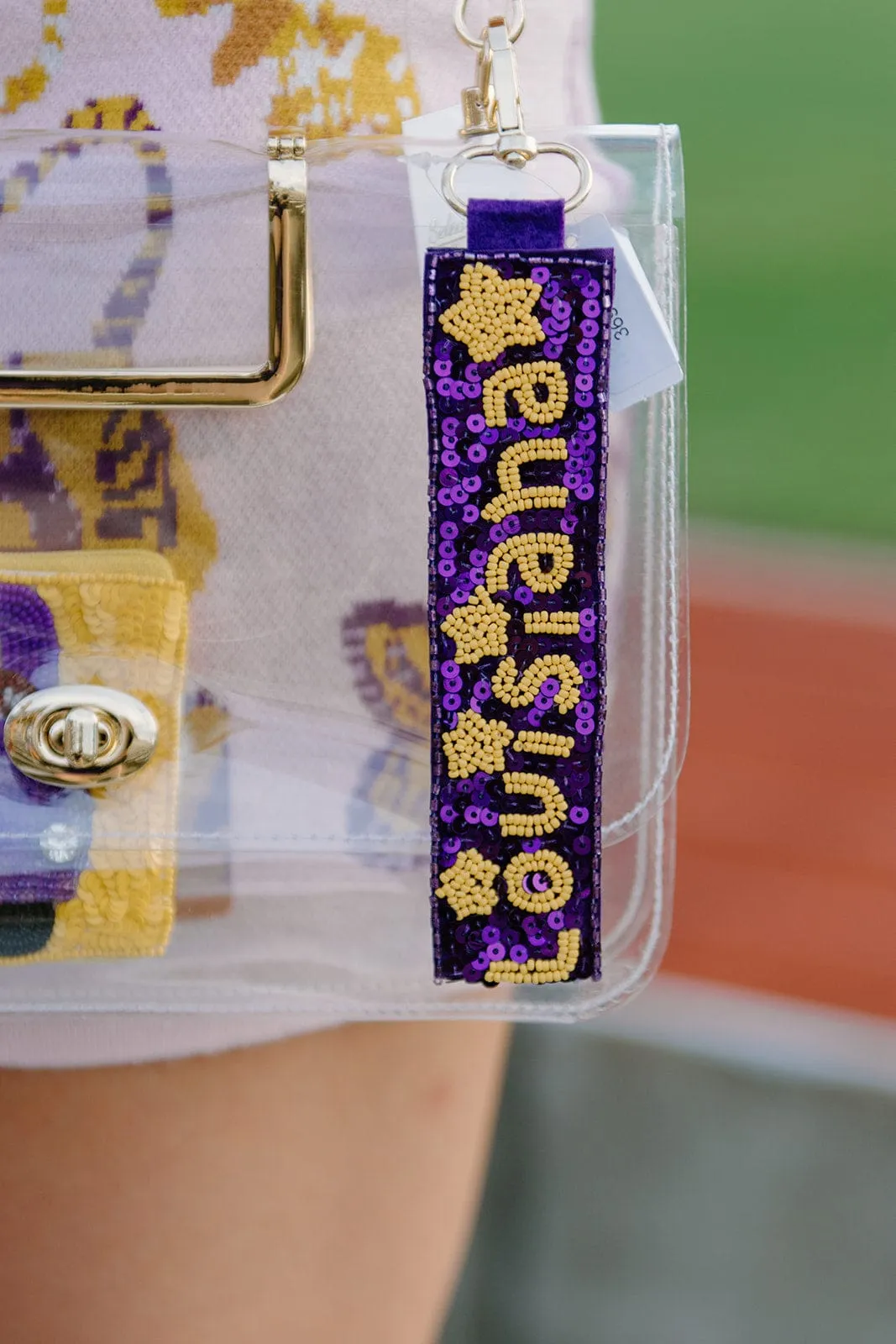 LSU Louisiana Sequin Keychain