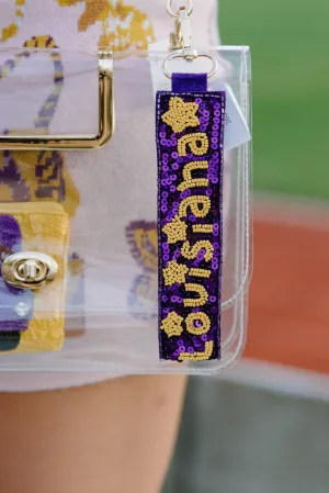 LSU Louisiana Sequin Keychain