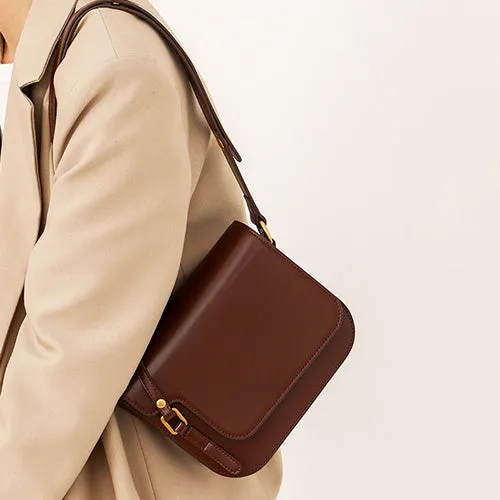 Minimalist Leather Box Bag Crossbody Bag For Ladies