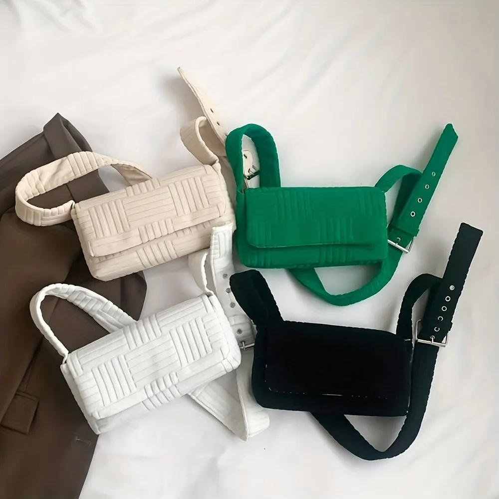 Minimalist Solid Color Square Shoulder Bag, Flap Crossbody Bag, Women's Simple Purse