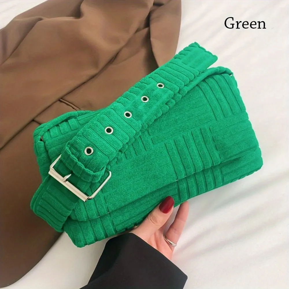 Minimalist Solid Color Square Shoulder Bag, Flap Crossbody Bag, Women's Simple Purse