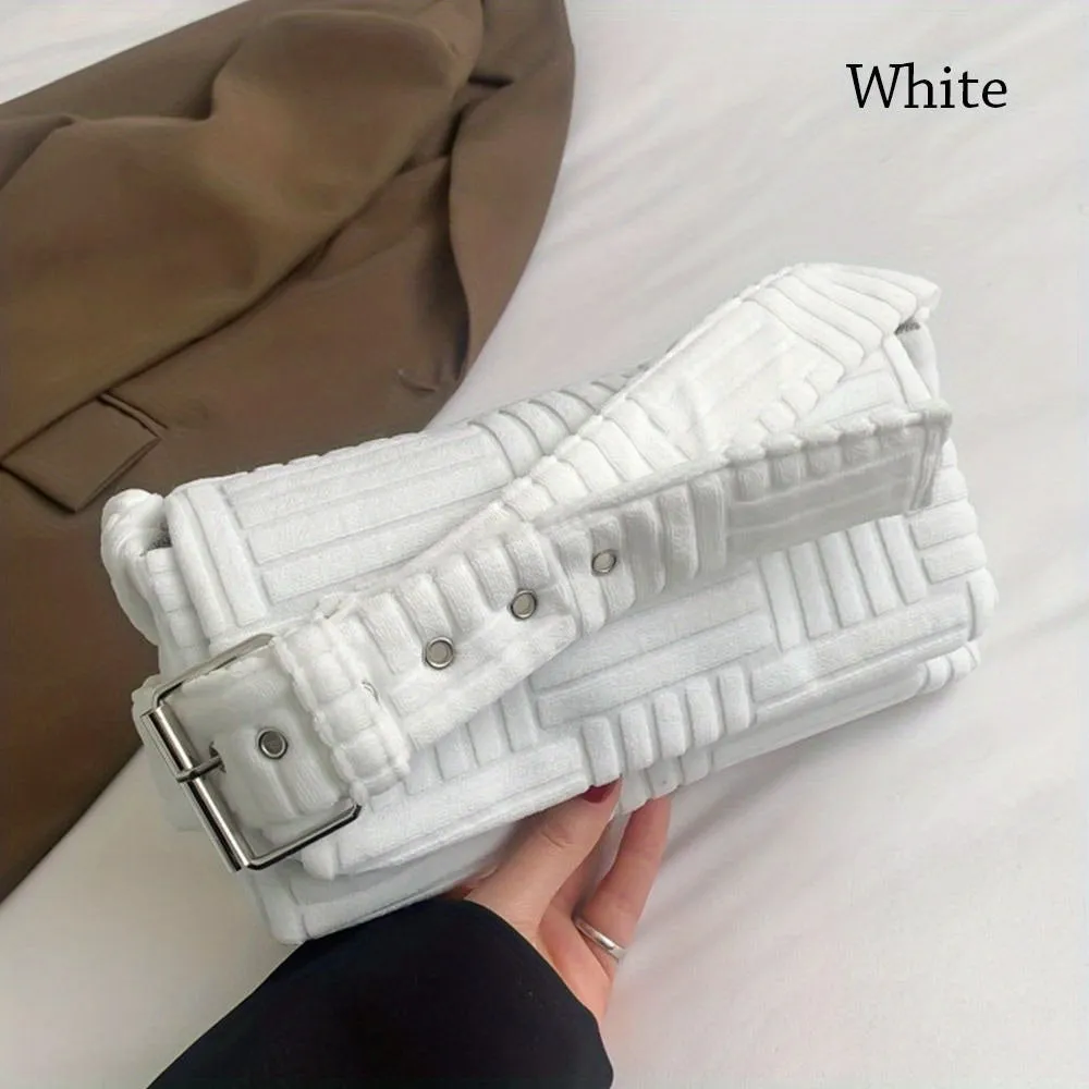 Minimalist Solid Color Square Shoulder Bag, Flap Crossbody Bag, Women's Simple Purse