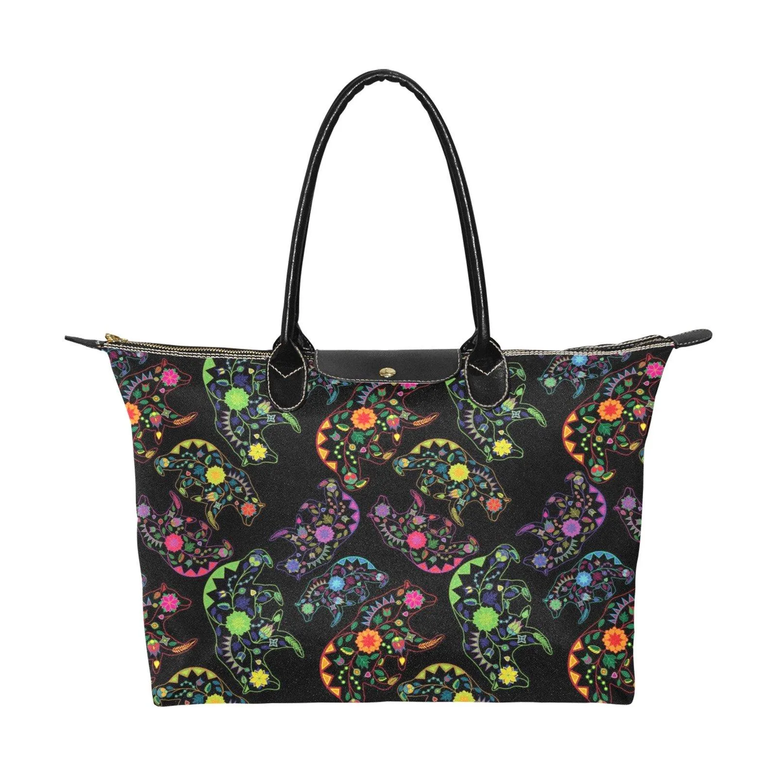 Neon Floral Bears Single-Shoulder Lady Handbag