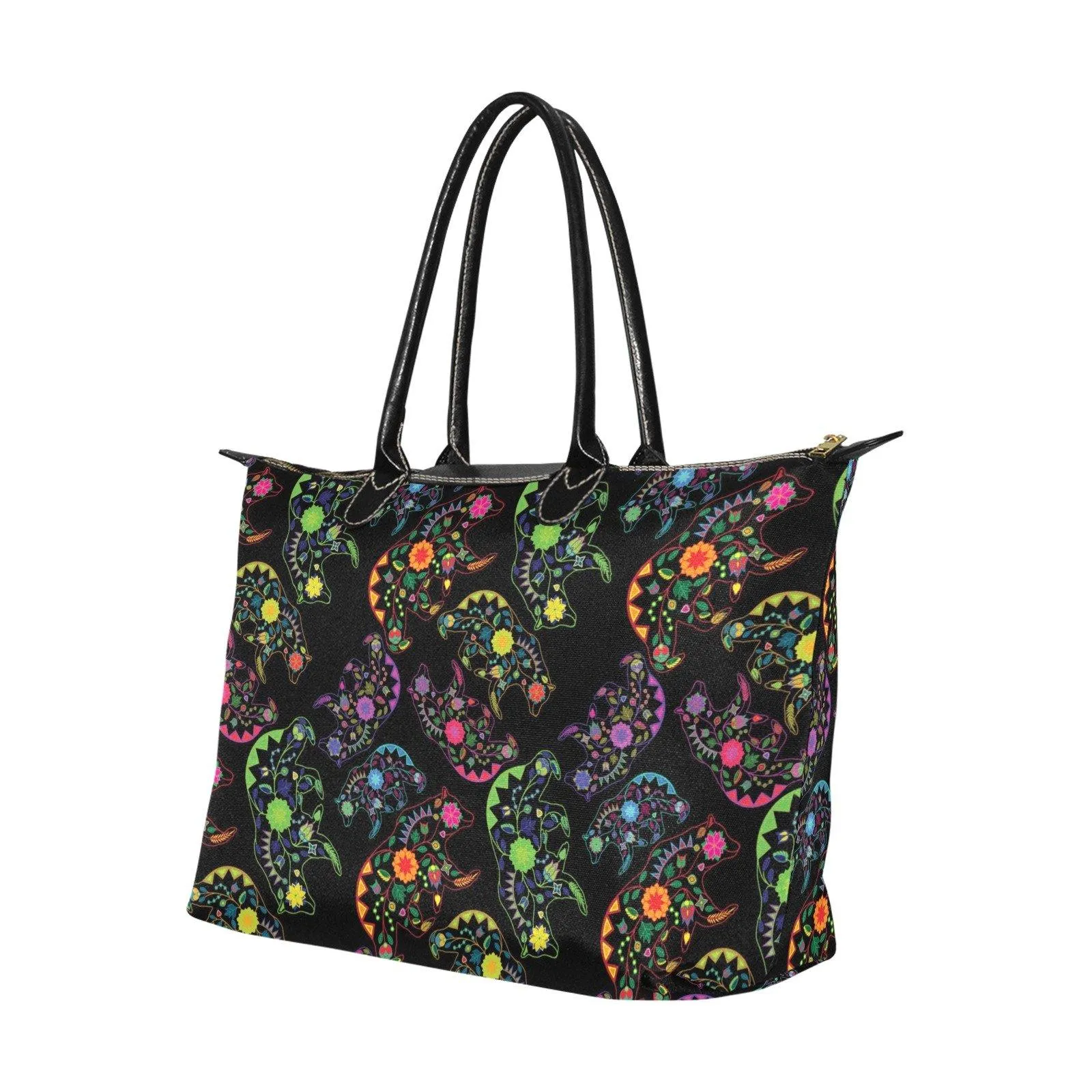 Neon Floral Bears Single-Shoulder Lady Handbag