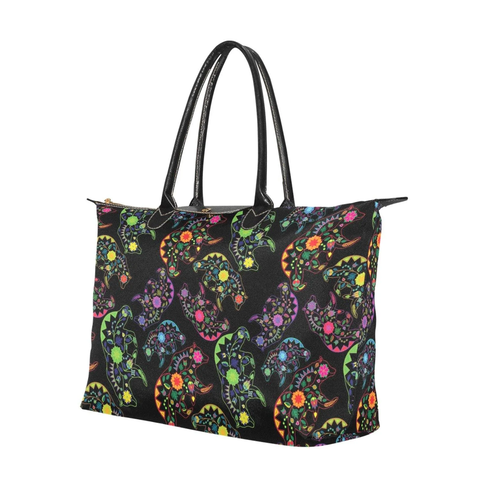 Neon Floral Bears Single-Shoulder Lady Handbag