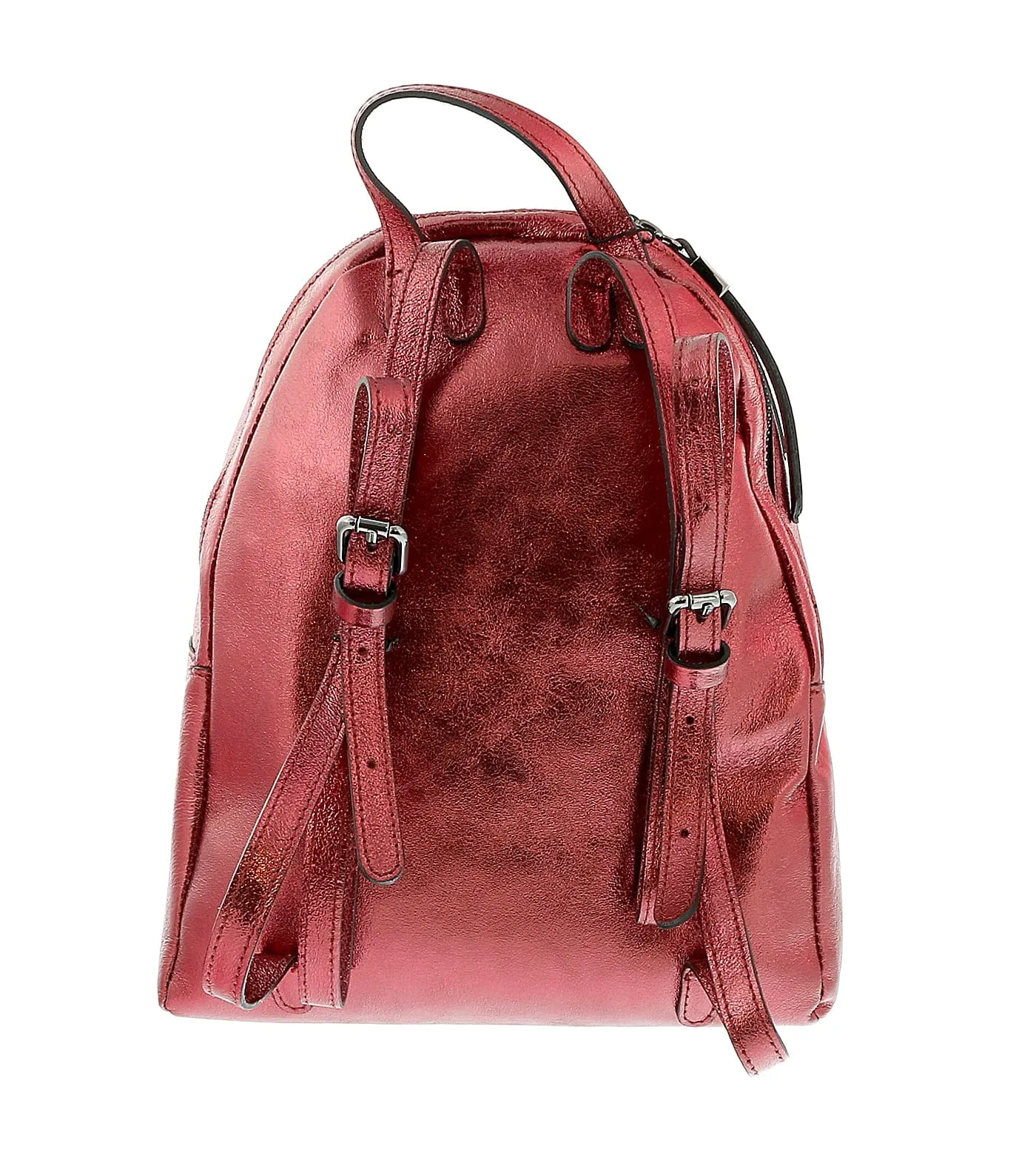 Pierre Cardin Red Leather Medium Fashion Metallic Backpack
