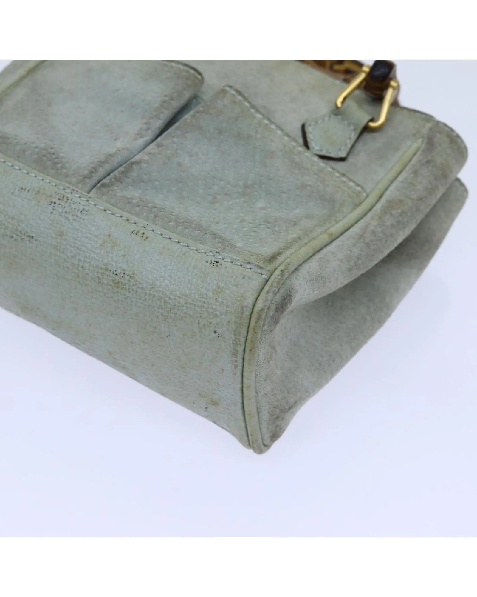 Suede 2way Hand Bag with Shoulder Strap - Light Blue