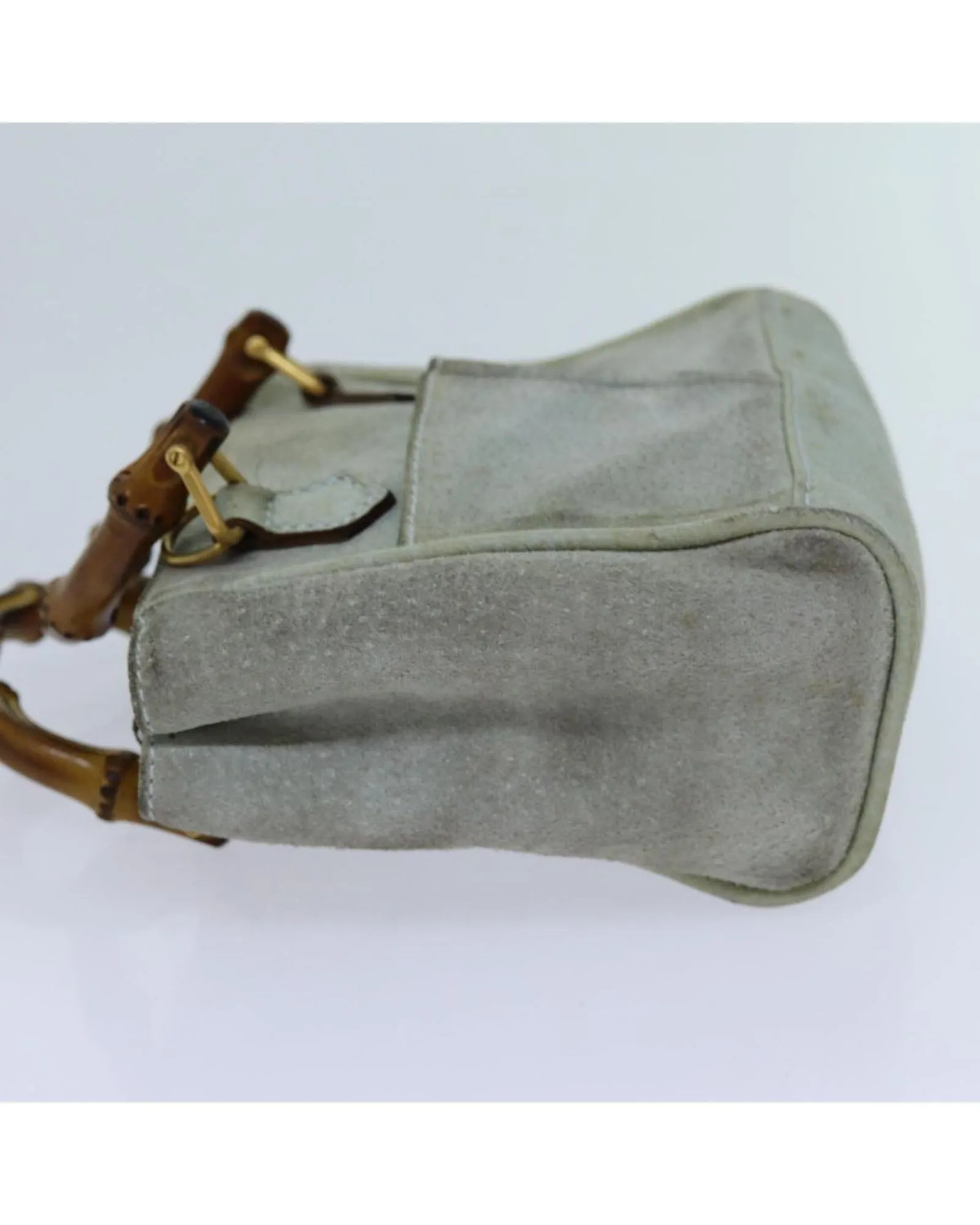 Suede 2way Hand Bag with Shoulder Strap - Light Blue