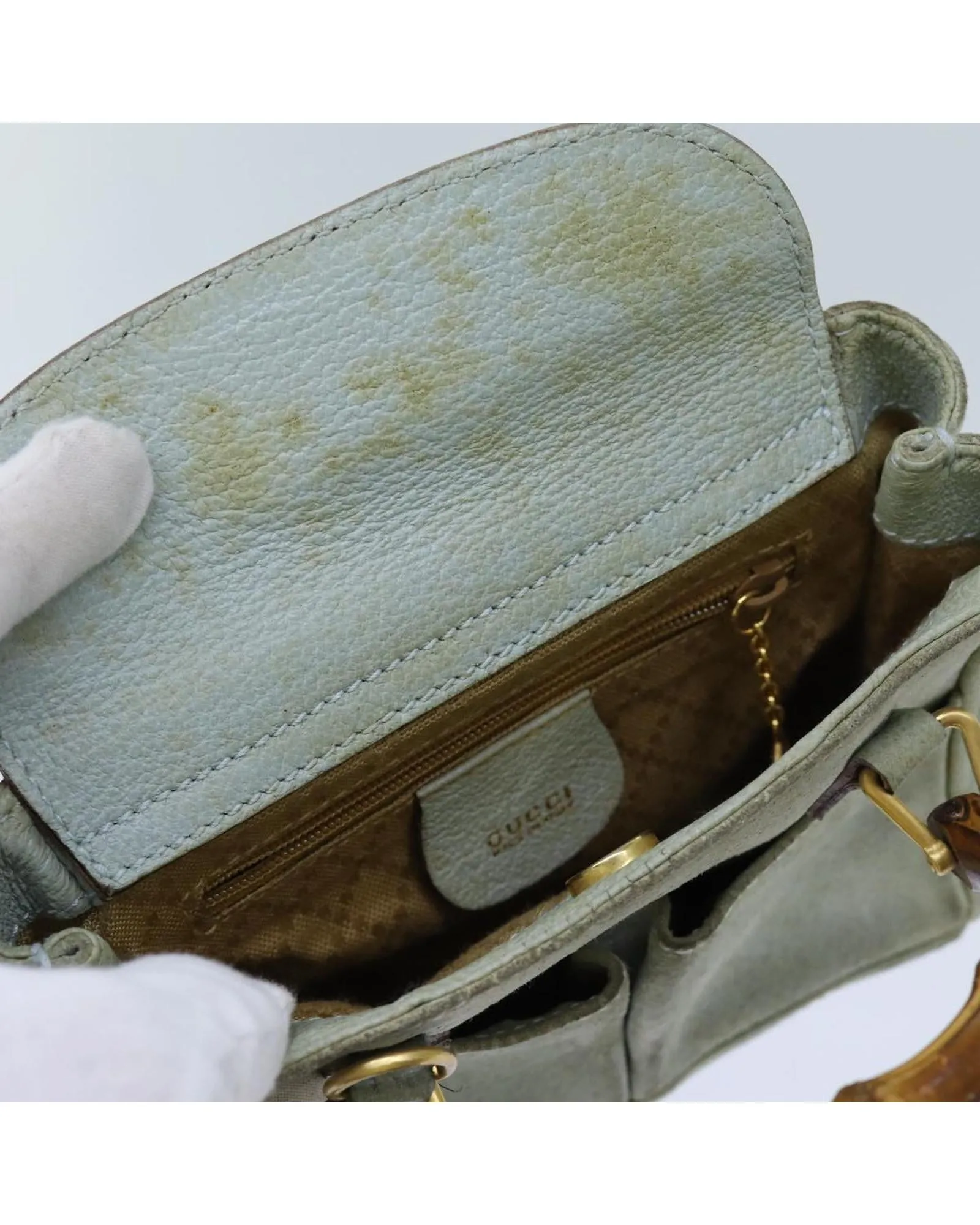 Suede 2way Hand Bag with Shoulder Strap - Light Blue