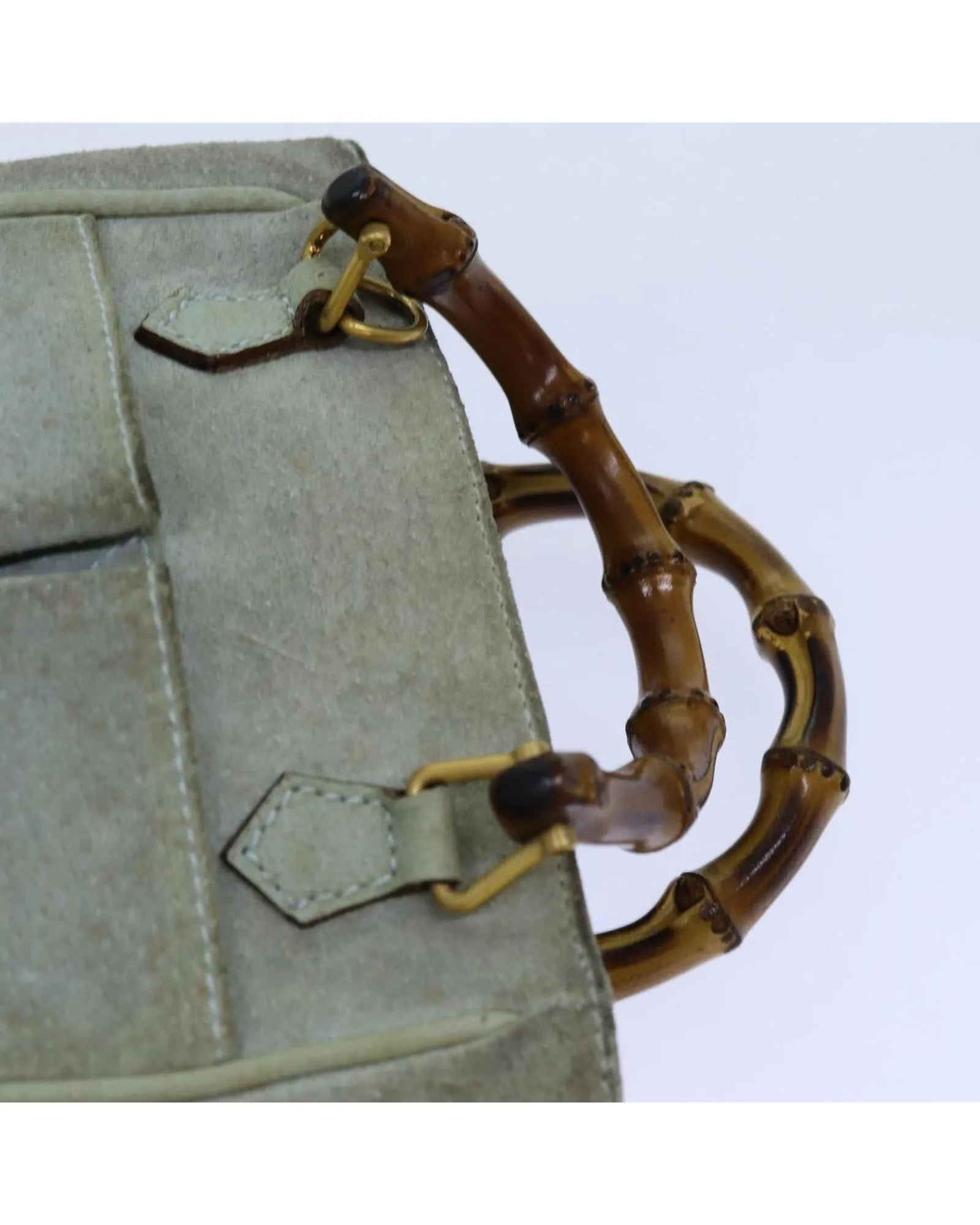 Suede 2way Hand Bag with Shoulder Strap - Light Blue