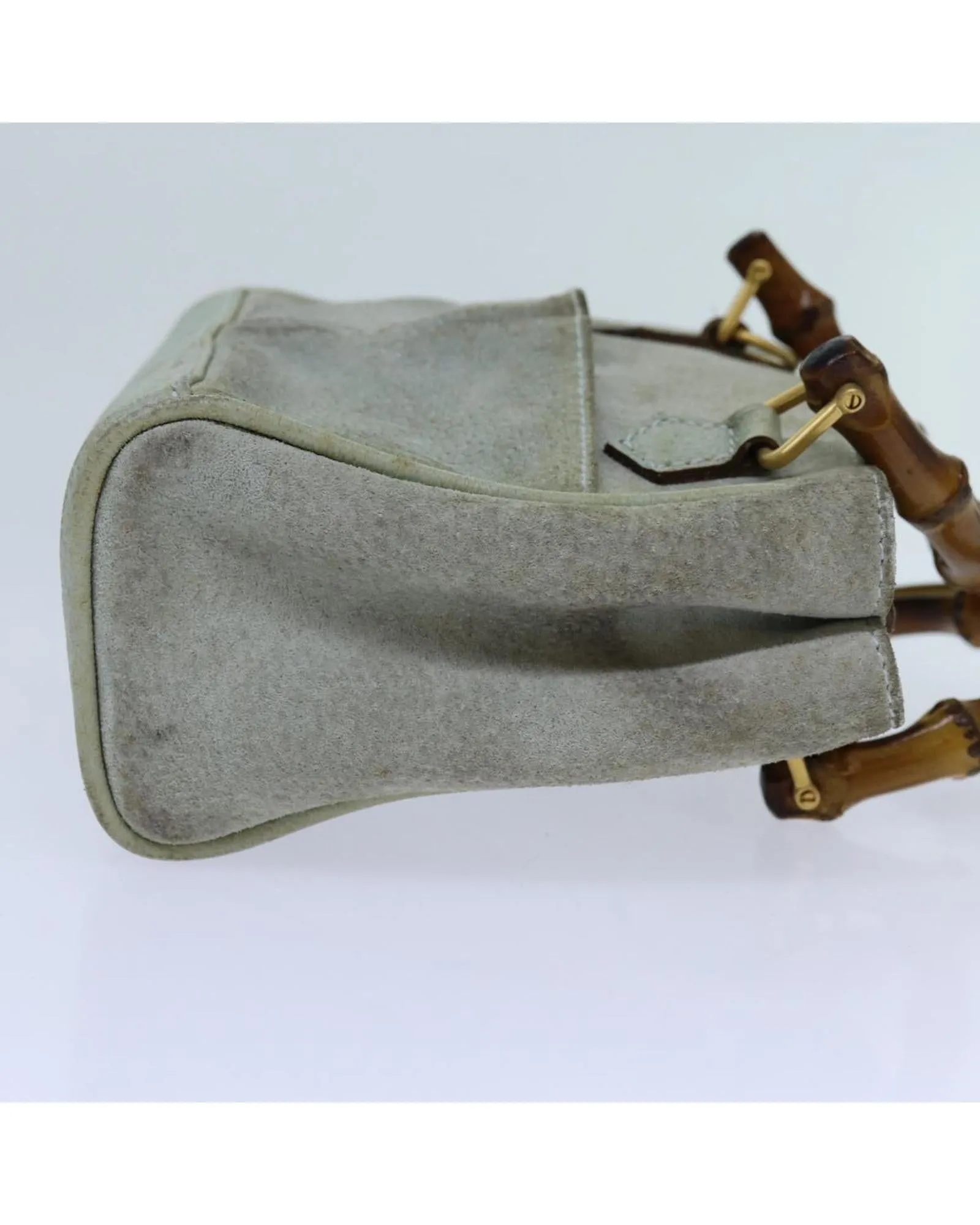 Suede 2way Hand Bag with Shoulder Strap - Light Blue