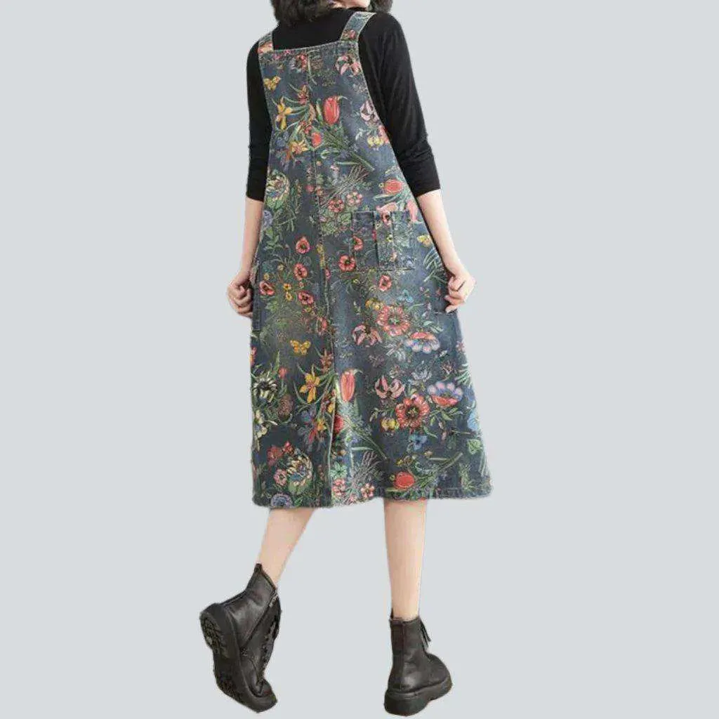 Trendy printed jean dress