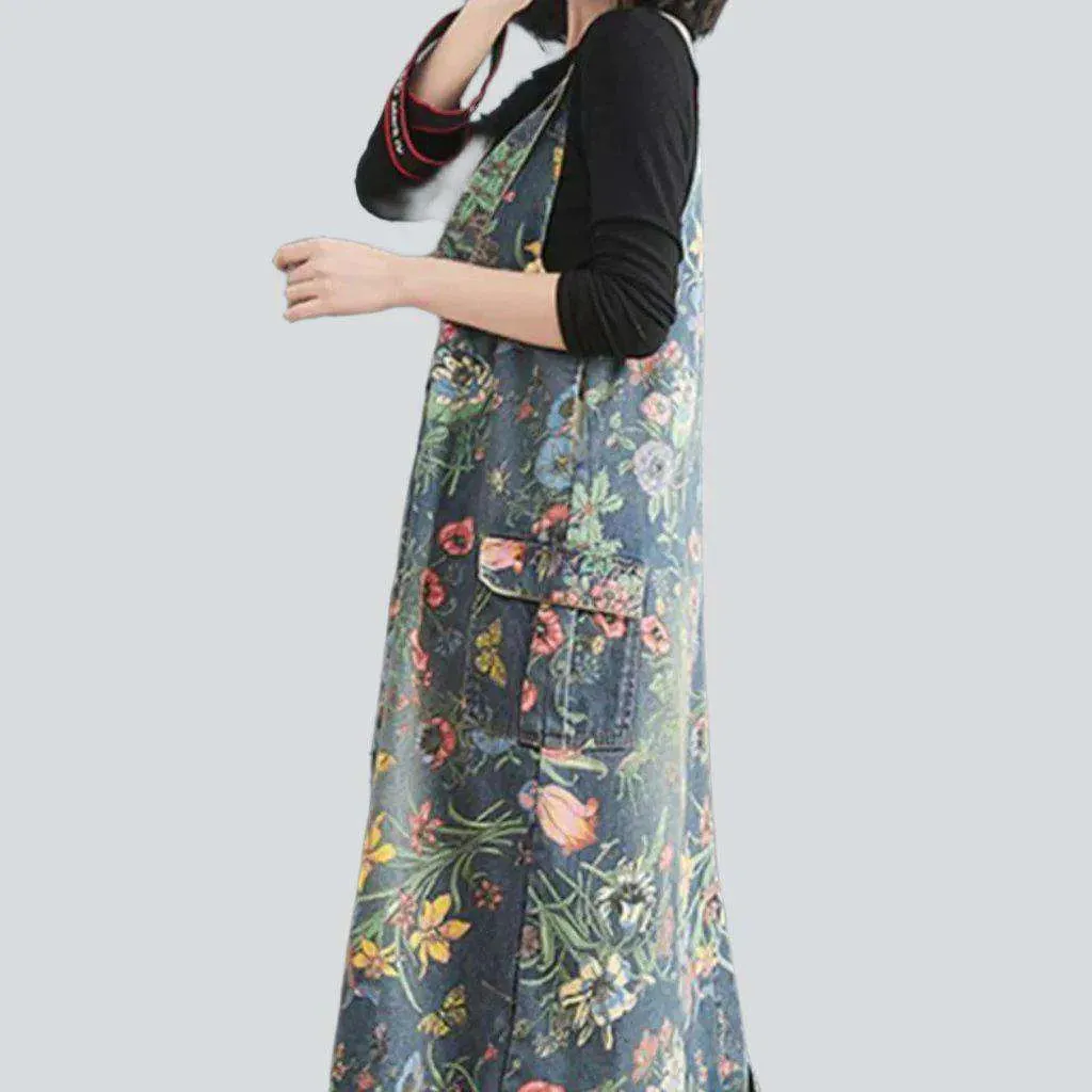 Trendy printed jean dress