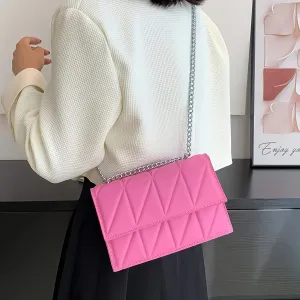 Uakiss Quilted Faux Leather Chic Women's Crossbody Bag with Magnetic Closure and Chain Strap - Minimalist Square Handbag & Purse