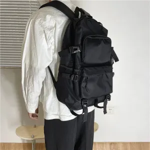 UAKISS  -  Streetwear Pocket Men Nylon Backpack Large Capacity Laptop School Teenager Backpack Causal Black Commuter Travel Men Backpack