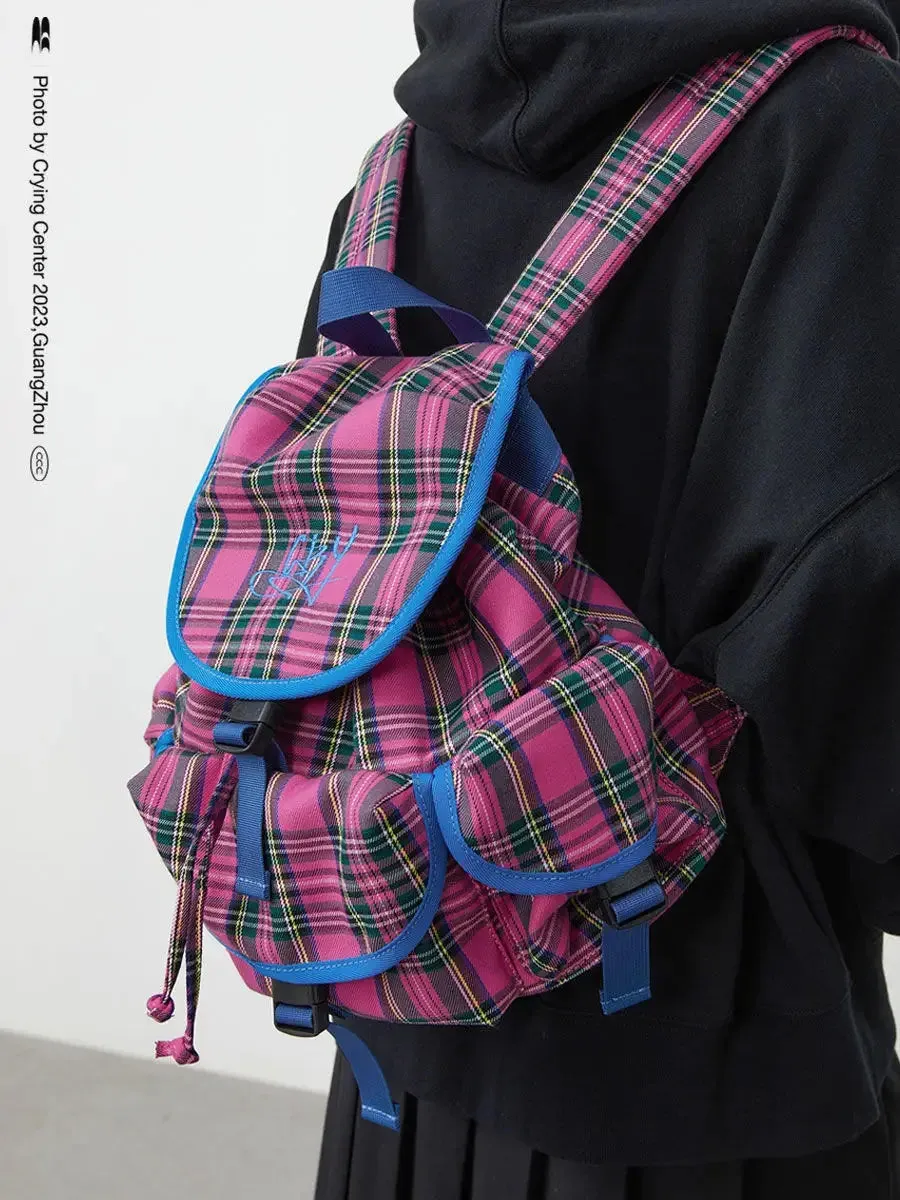 UAKISS  -  Vintage Plaid Pattern Preppy Style School Backpack for College Students Multiple Pockets Commuter Backpack Mochilas Para Mujer