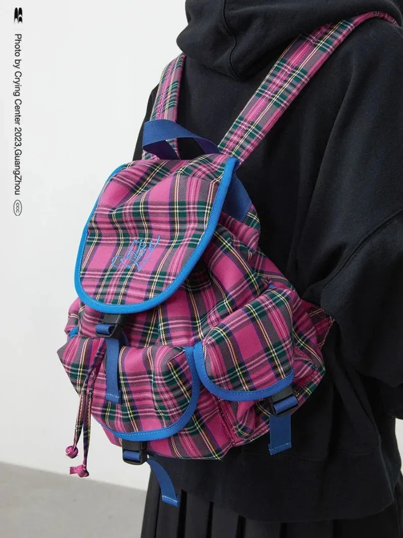 UAKISS  -  Vintage Plaid Pattern Preppy Style School Backpack for College Students Multiple Pockets Commuter Backpack Mochilas Para Mujer