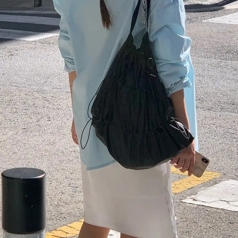 UAKISS  -  Women Nylon Backpack Korean Fashion Waterproof School Bags Drawstring Casual Lightweight Commuter Travel Bags 2024 Summer New