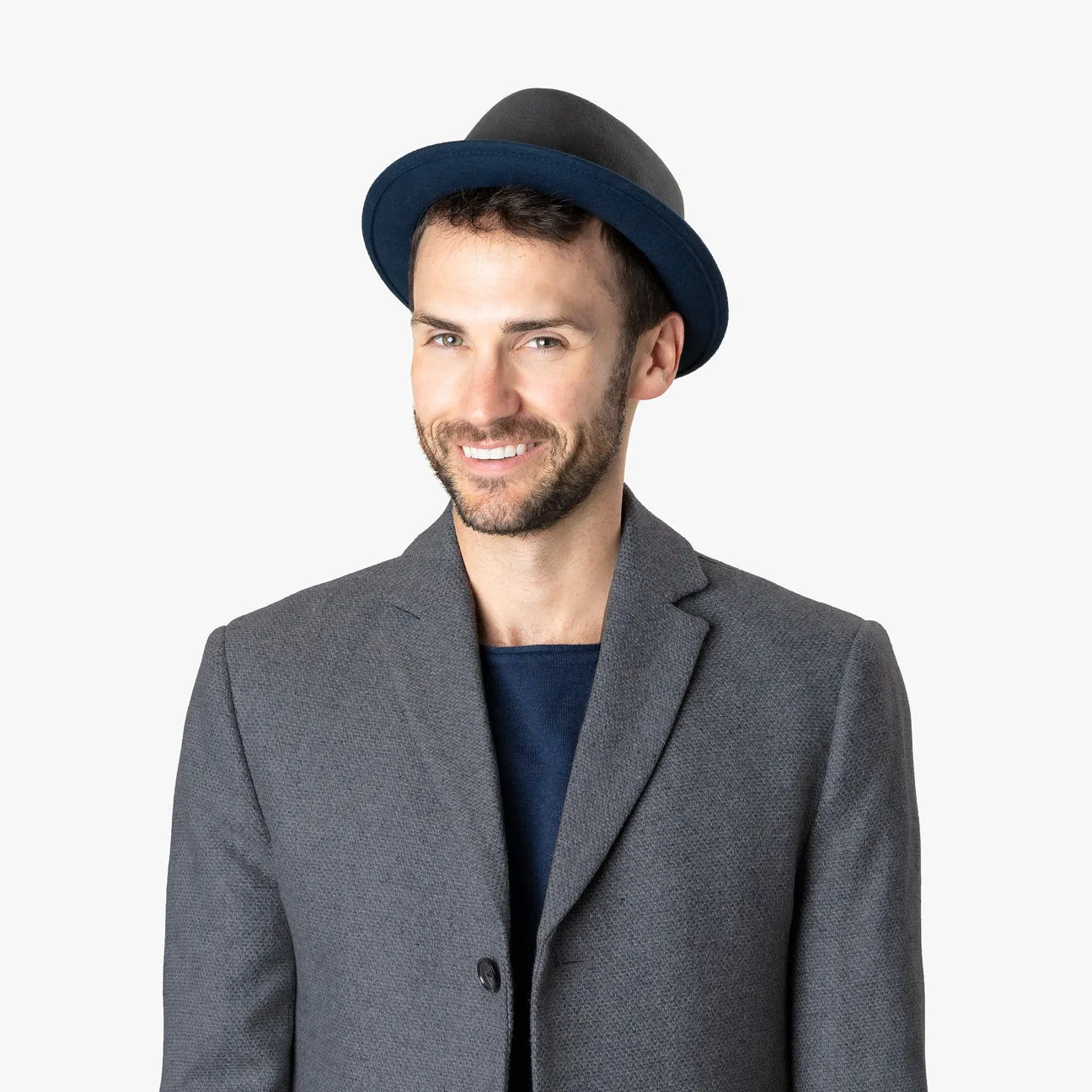 Vanello Twotone Pork Pie Fedora Hat