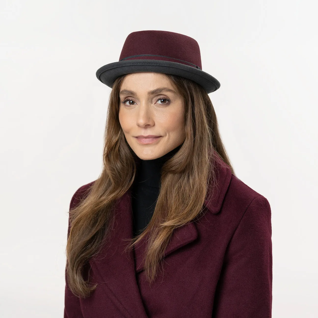 Vanello Twotone Pork Pie Fedora Hat