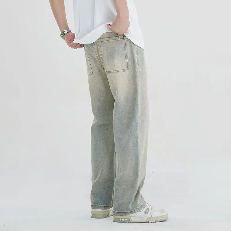 Versatile Label Washed Out Loose Fit Yellow Clay Trendy Jeans
