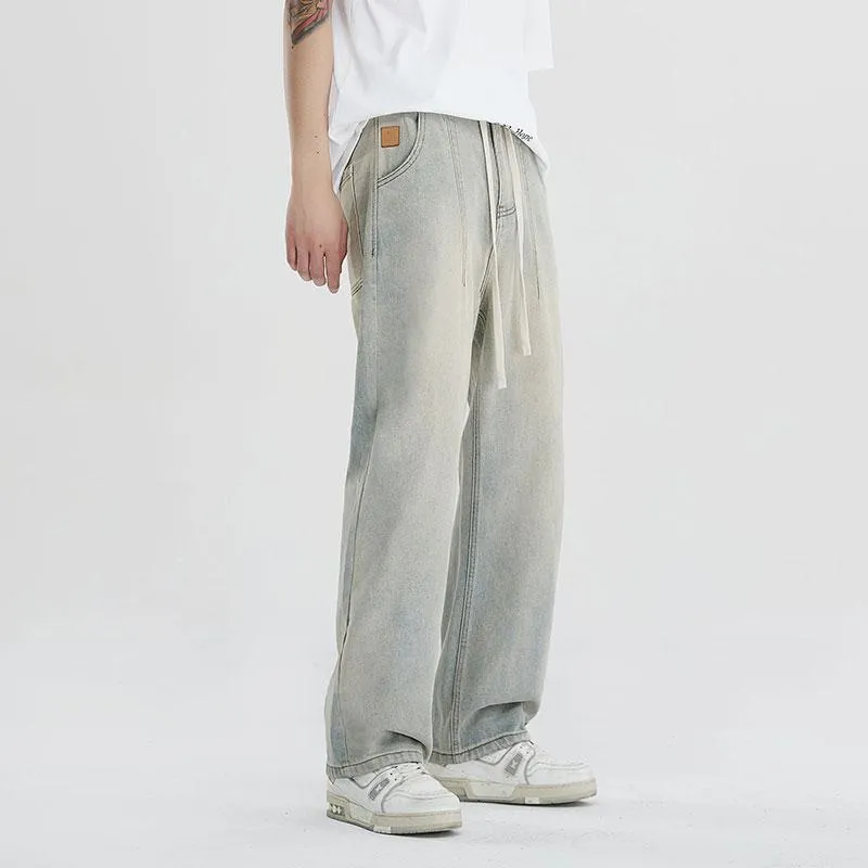 Versatile Label Washed Out Loose Fit Yellow Clay Trendy Jeans