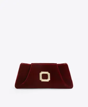 Vittoria Red Velvet Clutch Bag