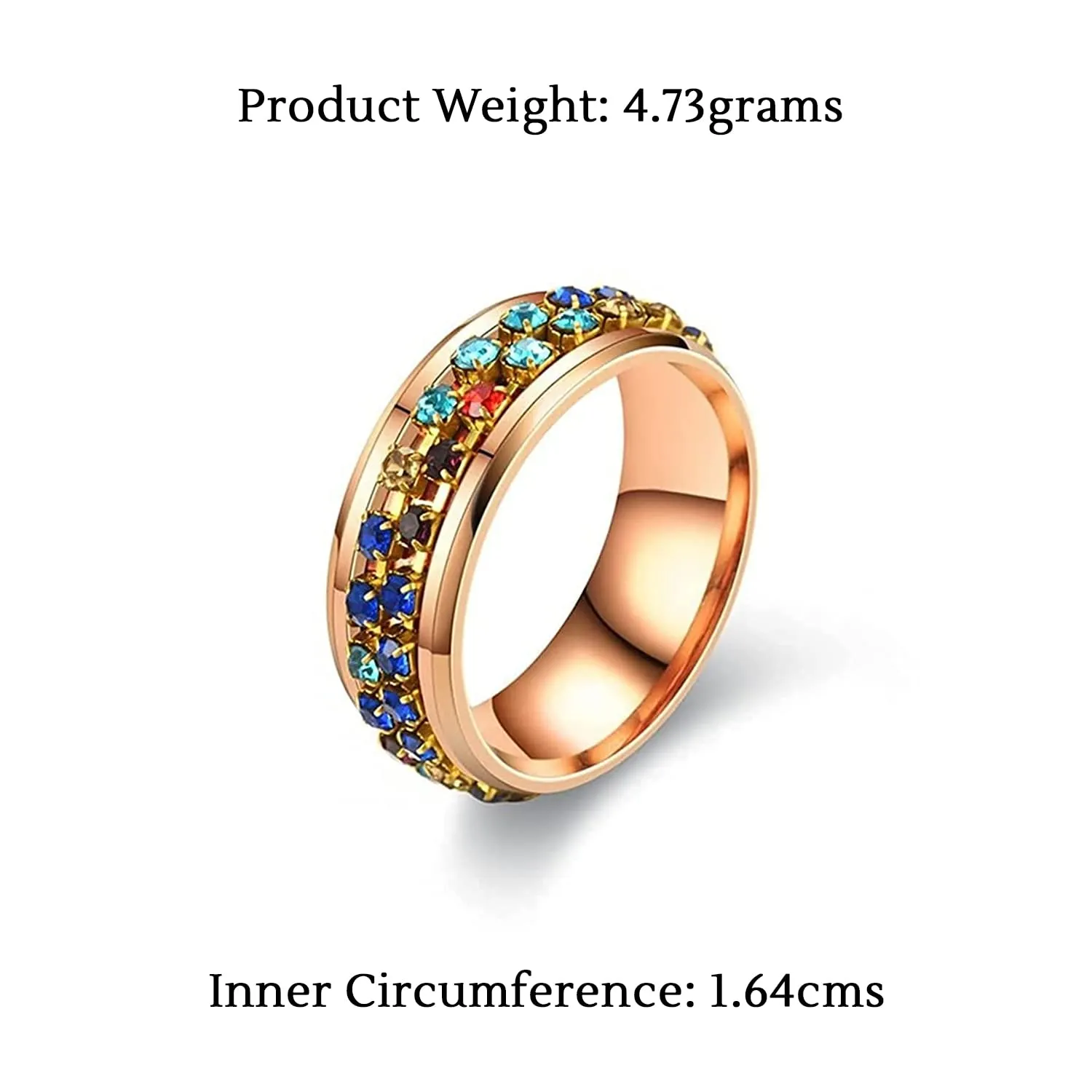Yellow Chimes Ring For Women Gold Tone Multicolor Crystal Studded Designer Ring For Women and Girls