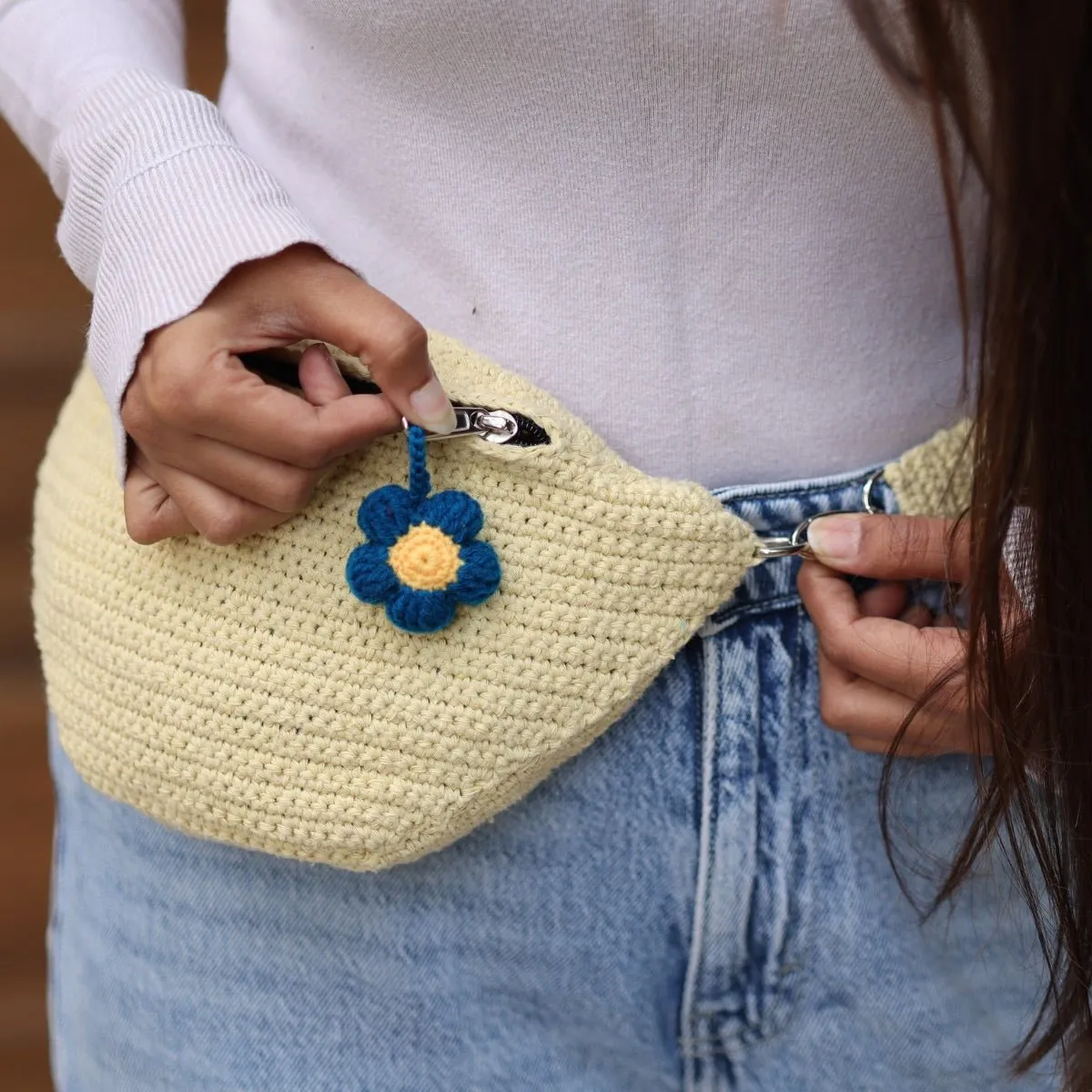 Yellow Crochet Fanny Pack Bag