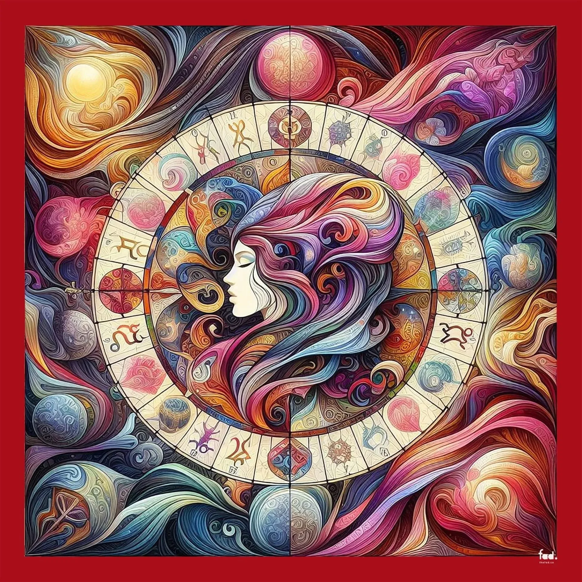 ZODIAC Crepe Silk Large Shawl 54" x 54" MYTHOLOGY Collection
