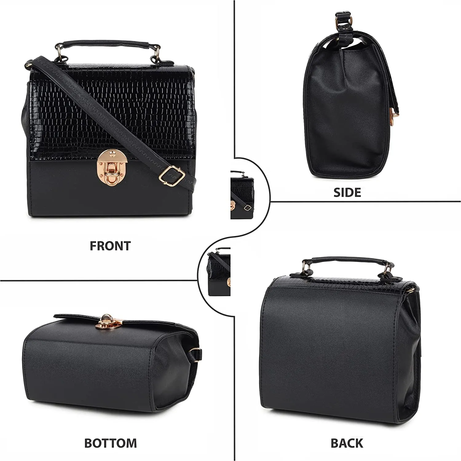 zubstore Classic Black Colour Fashionable Sling Bags